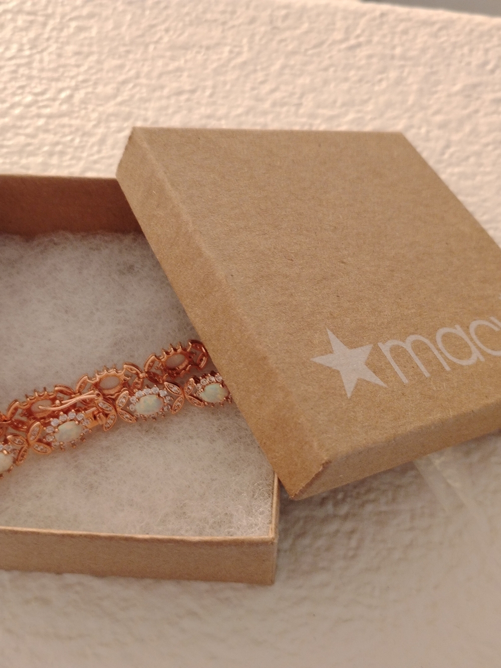 Macy's Rose Gold Opal Link Bracelet - Elegant Women’s Jewelry - Picture 2 of 5